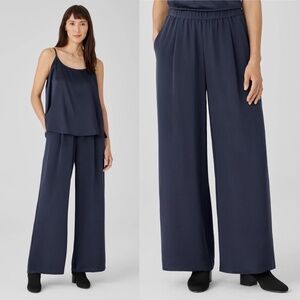 NWT Eileen Fisher Silk Double Crepe Wide-Leg Pant Easy Fit, Full Length Sz 2X
